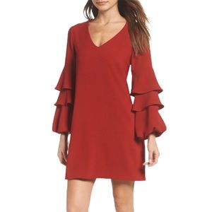 Charles Henry | Shift Ruffle Bell Sleeve Dress